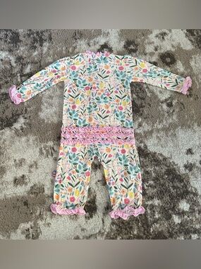 Magnetic Me Pink Trim Floral-Print Baby Romper